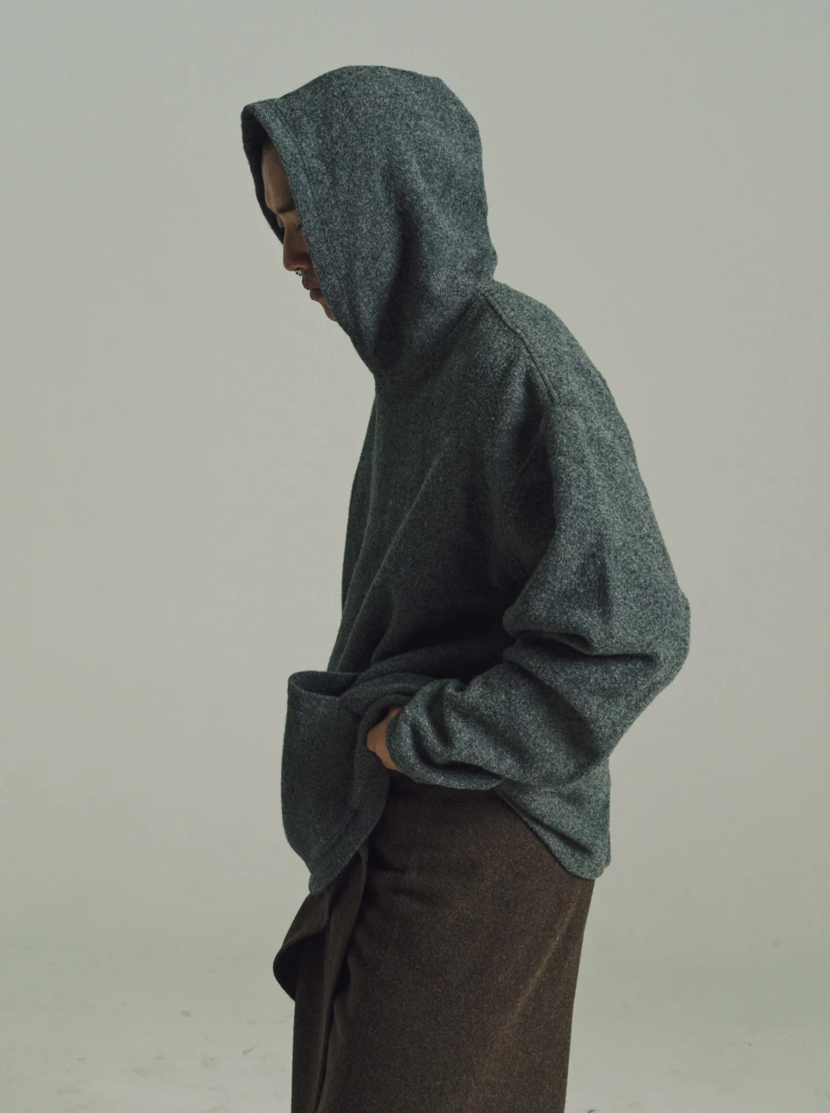 Anthracite Wool Natural Fleece Hoodie