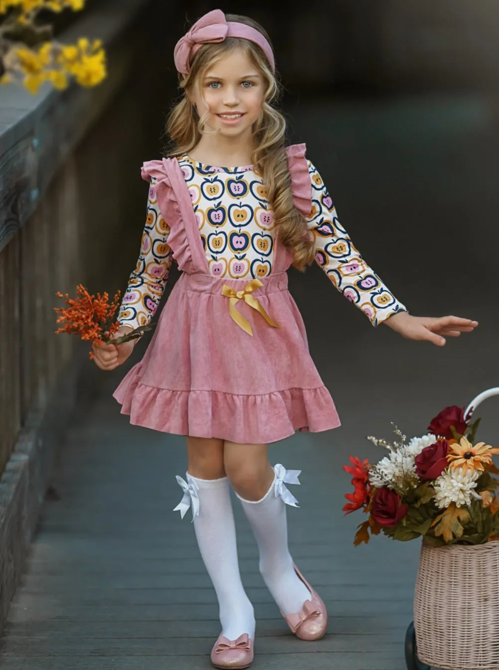 Apple Core Cutie Overall Skirt Set