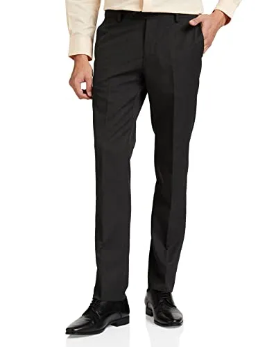 Arrow Regular Men's Solid Grey Tailored Fit Polyester Formal Trouser (ARCBOTR0011_DK 32)