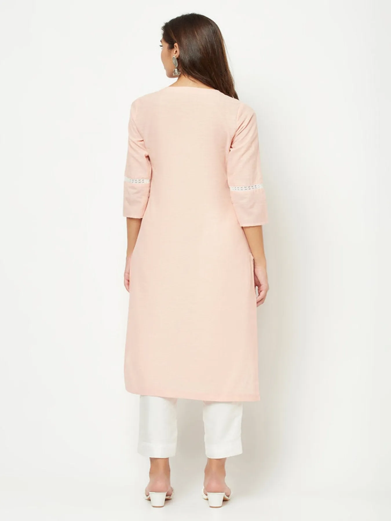 Baby Pink Yoke Embroidered Kurta 