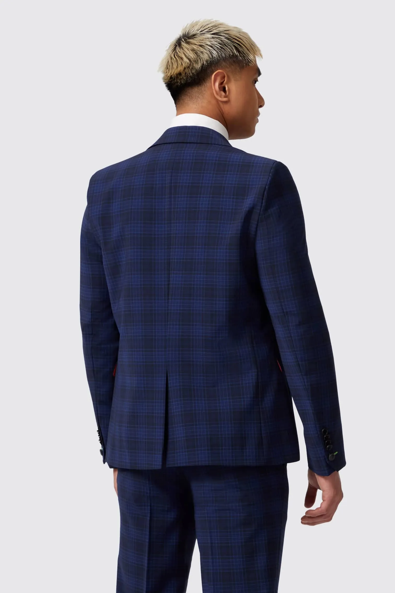 Barlow Slim Fit Navy Wool Check Suit