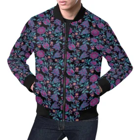 Beaded Nouveau Coal Bomber Jacket for Men