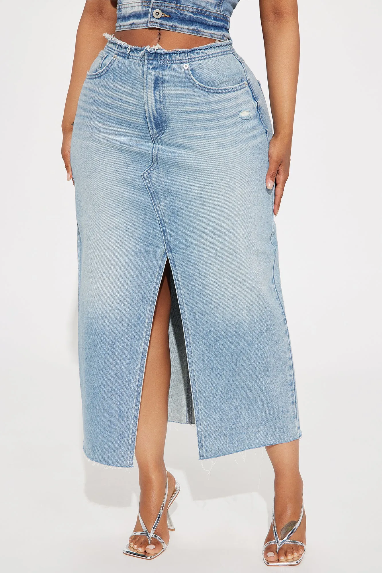 Becca Denim Midi Skirt - Medium Wash