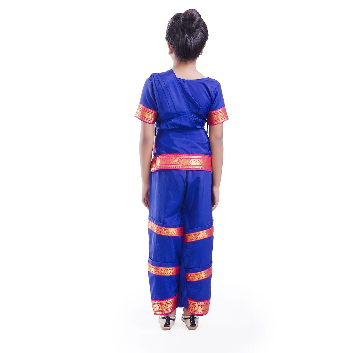 Bharatnatyam Costume for Girls with Light Bharatnatyam Jewellery