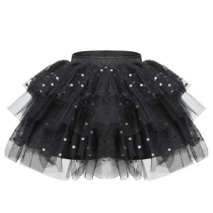 BLACK LAYERED NET SKIRT