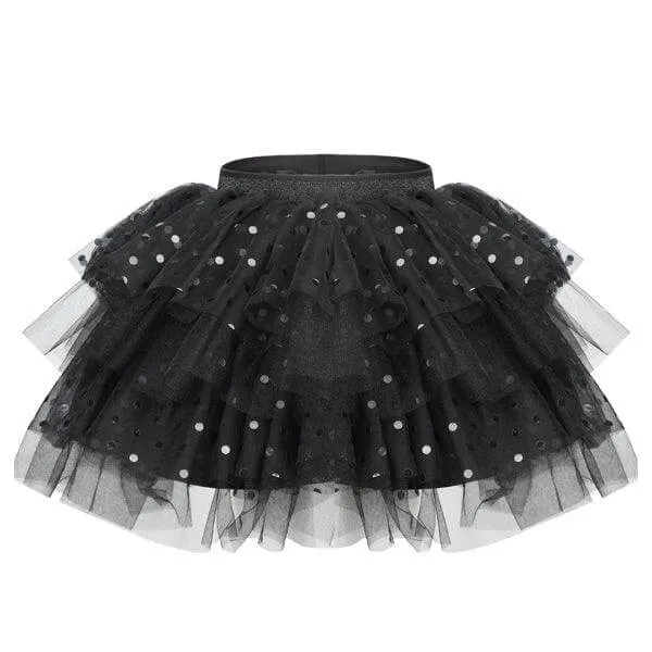 BLACK LAYERED NET SKIRT