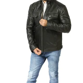 Black Quilted Leather Jacket