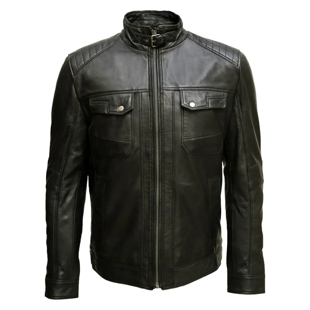 Black Quilted Leather Jacket