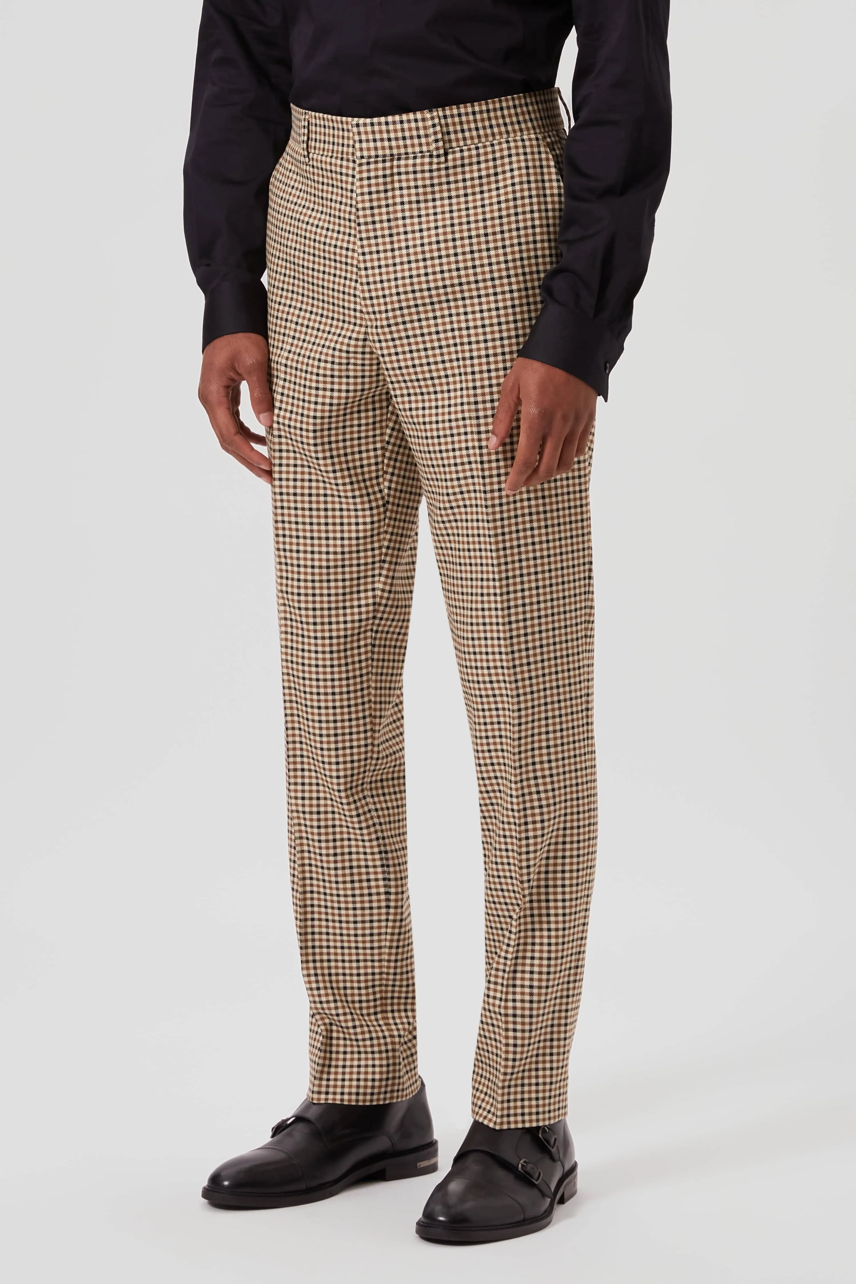 Blythe Slim Fit Beige Check Suit