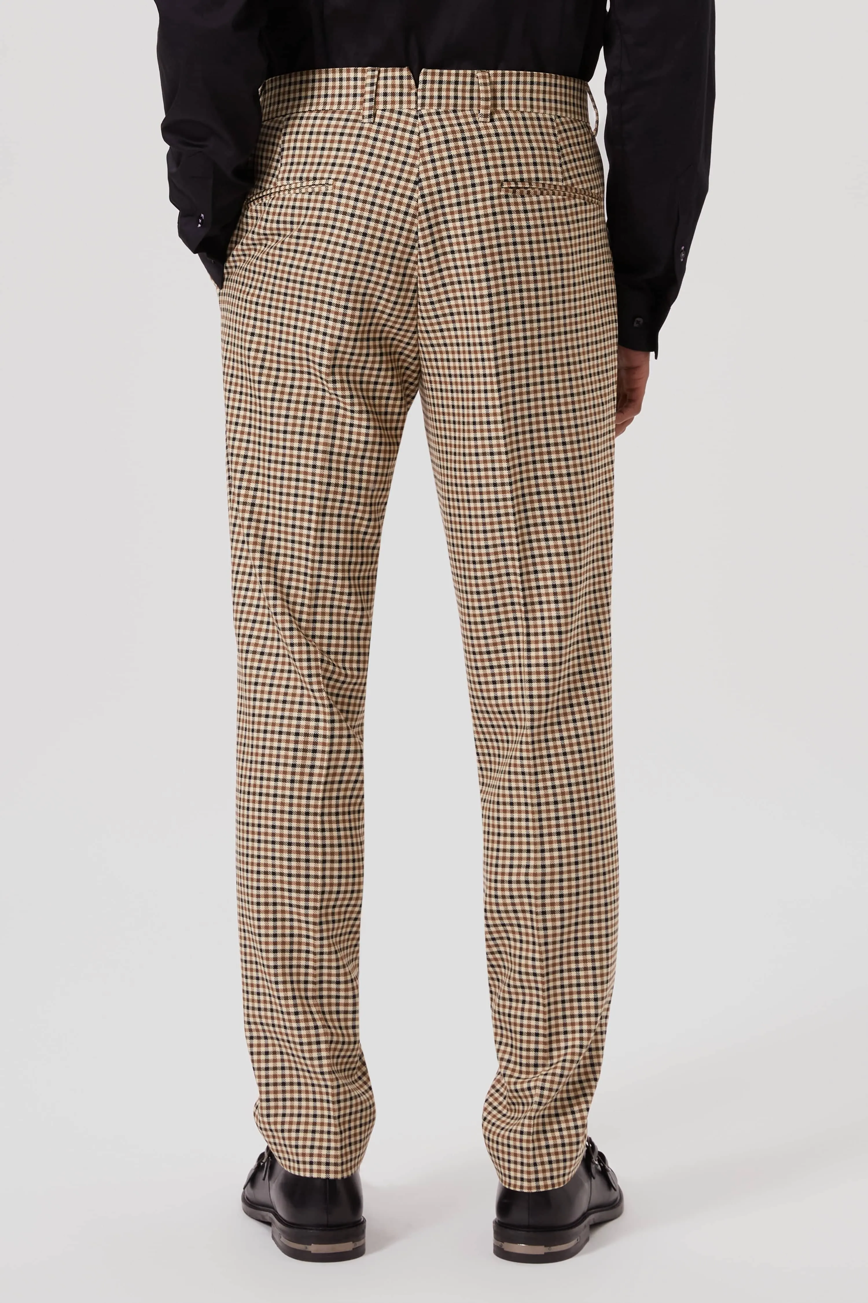 Blythe Slim Fit Beige Check Suit