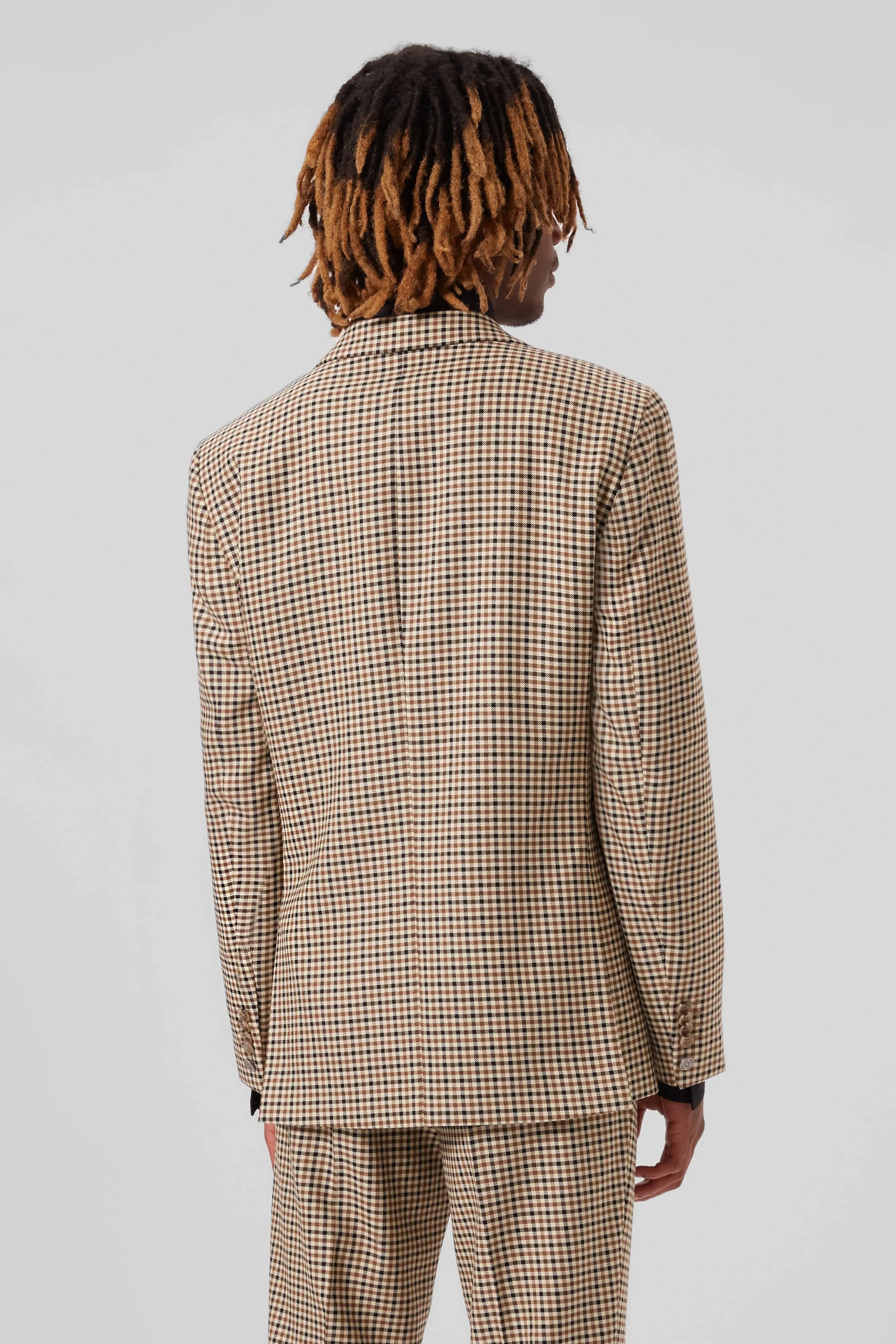 Blythe Slim Fit Beige Check Suit