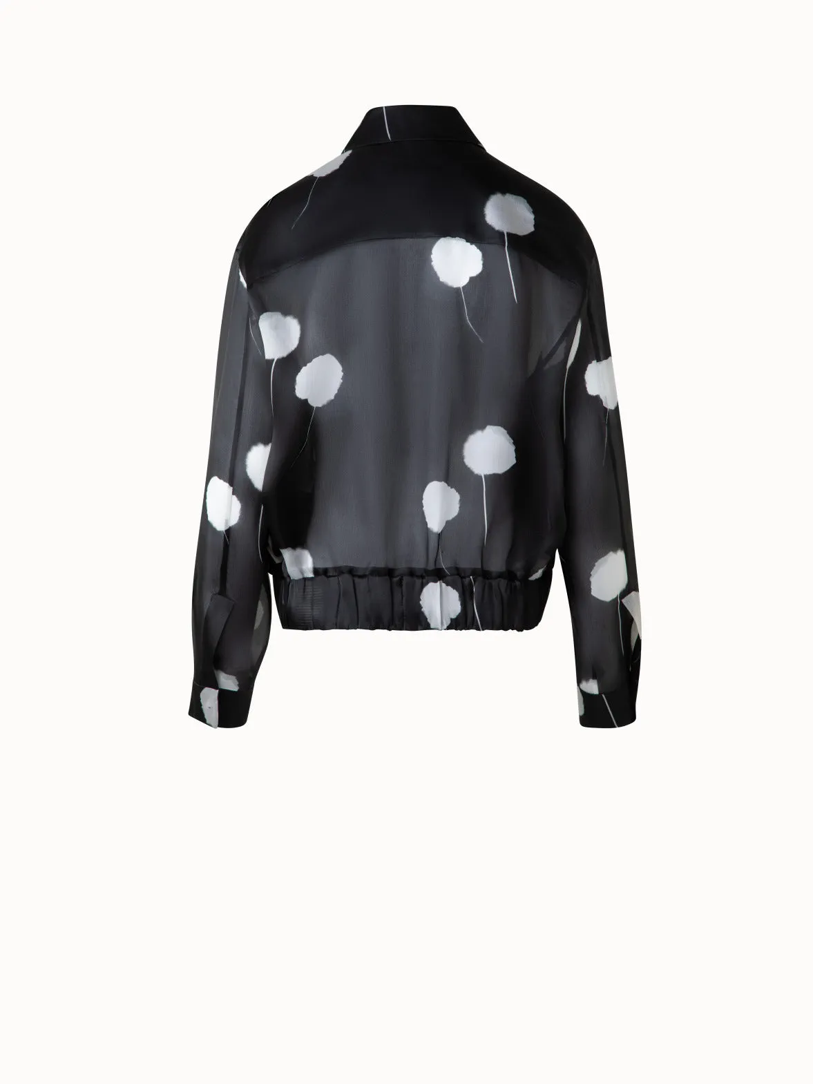 Bomber Jacket in Silk with Dandelion Print