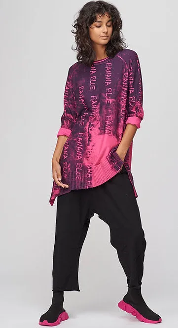 Bougainvillea Graffiti Print Knit Top