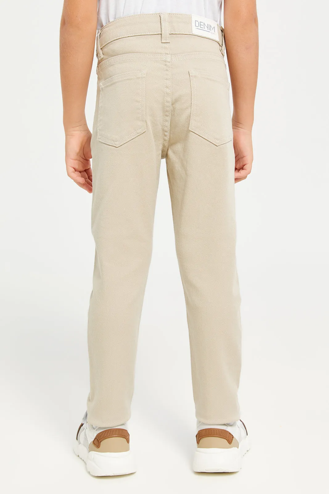 Boys Beige Denim Chino Trousers