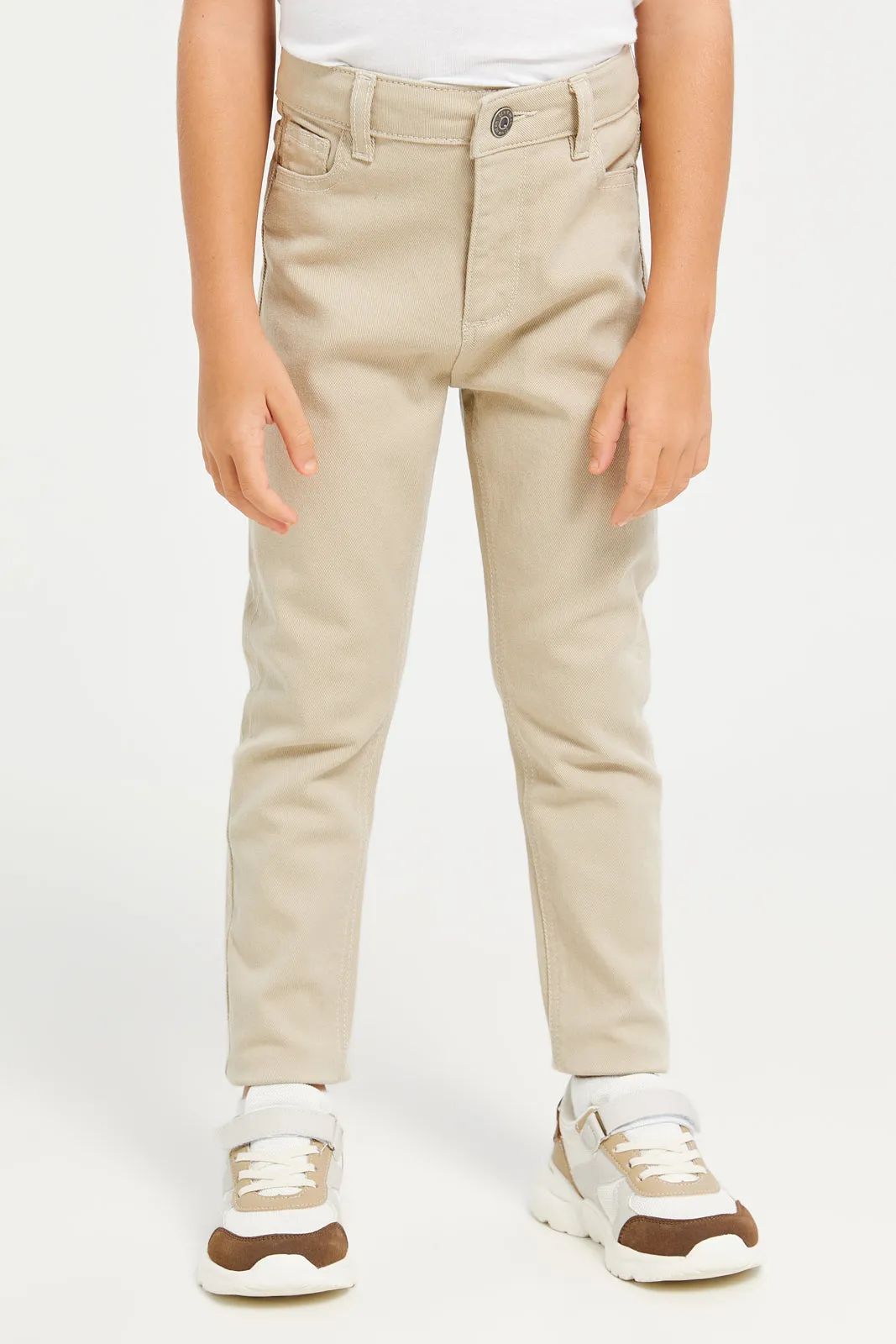 Boys Beige Denim Chino Trousers