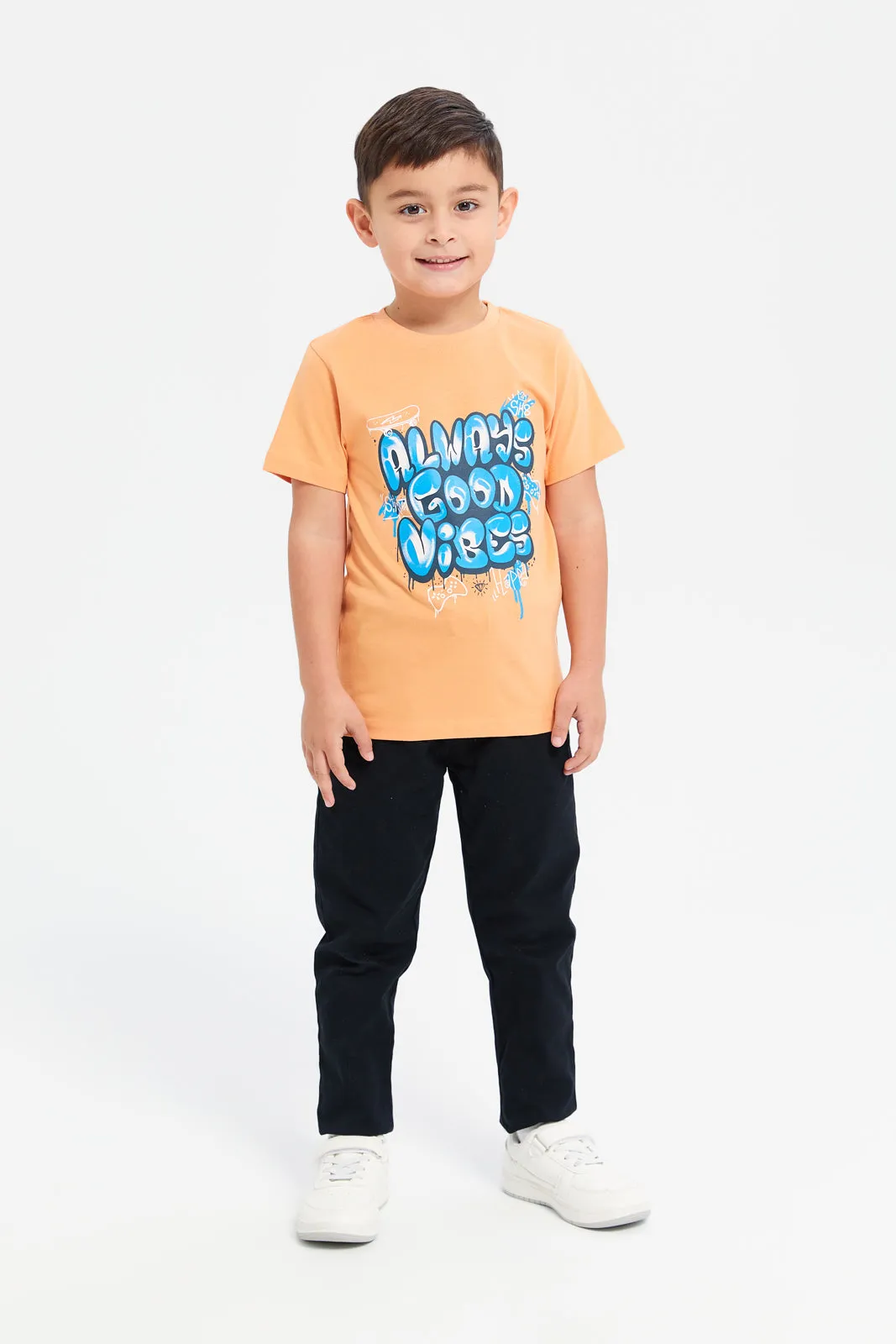 Boys Black Belted Trousers