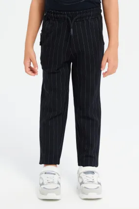 Boys Black Striped Trousers