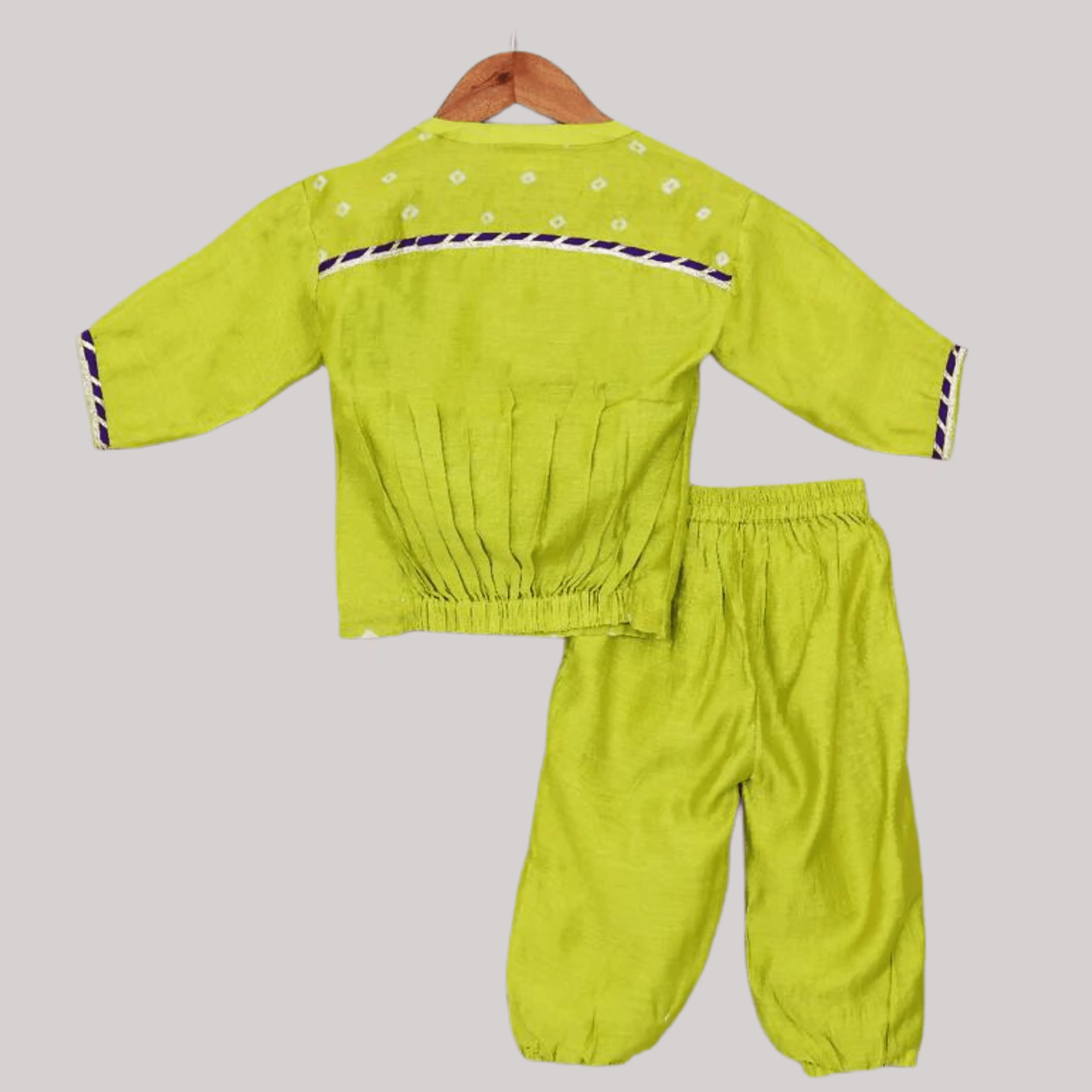 Boys Ethnic Kurta Pajama Set with Joggers - Lime Green