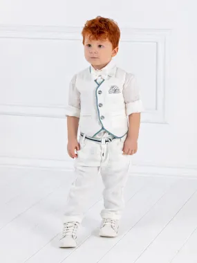 Boy's Linen Baptism outfit set 7pcs - BORK