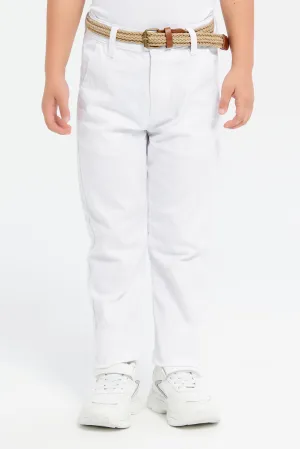 Boys White Belted Trousers