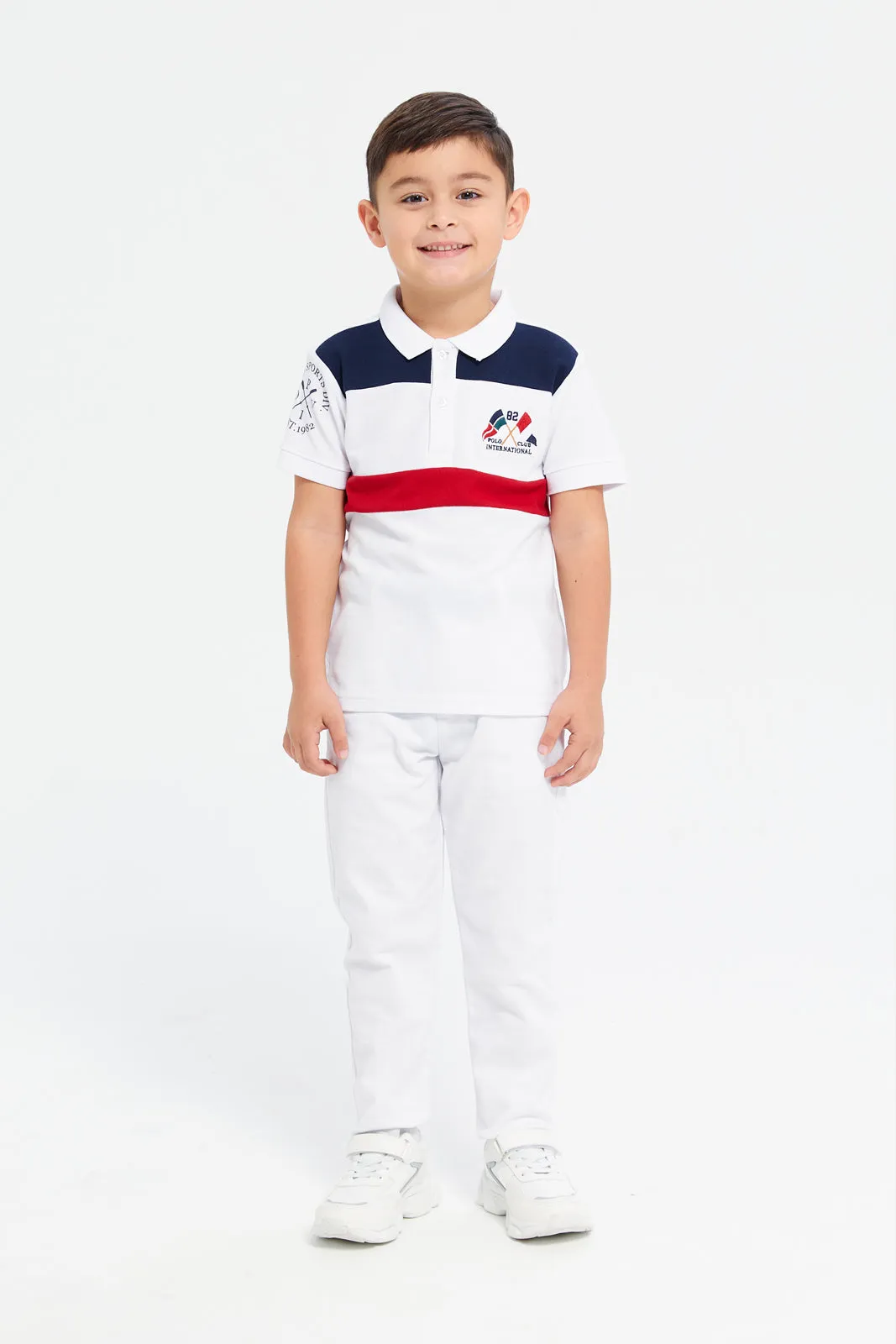 Boys White Belted Trousers