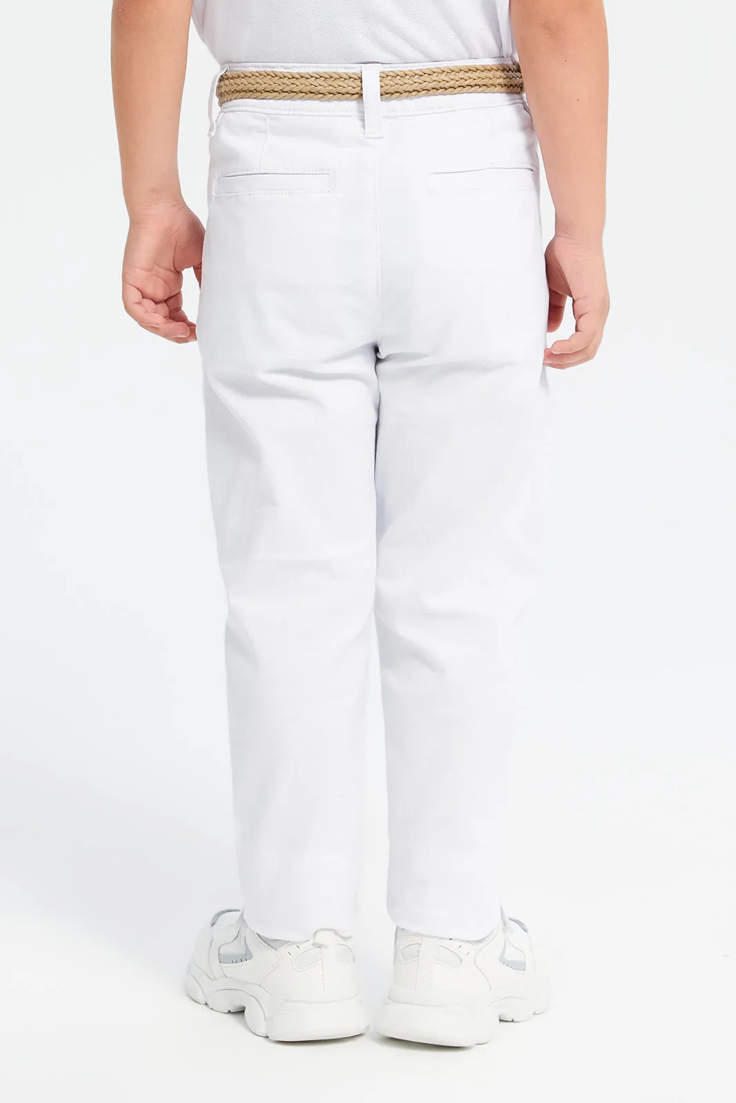 Boys White Belted Trousers