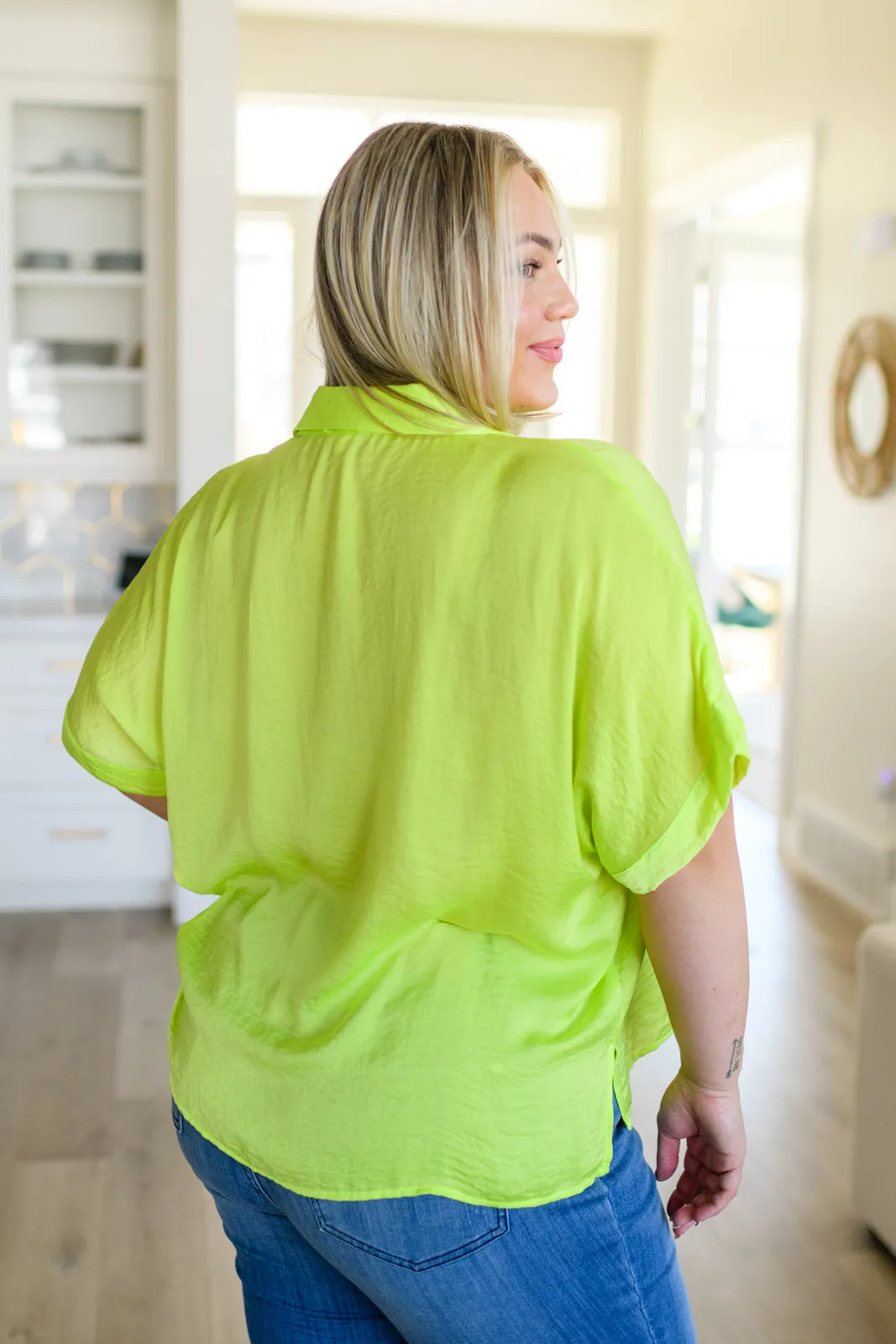 Bright Idea Neon Button Down Top in Citrus