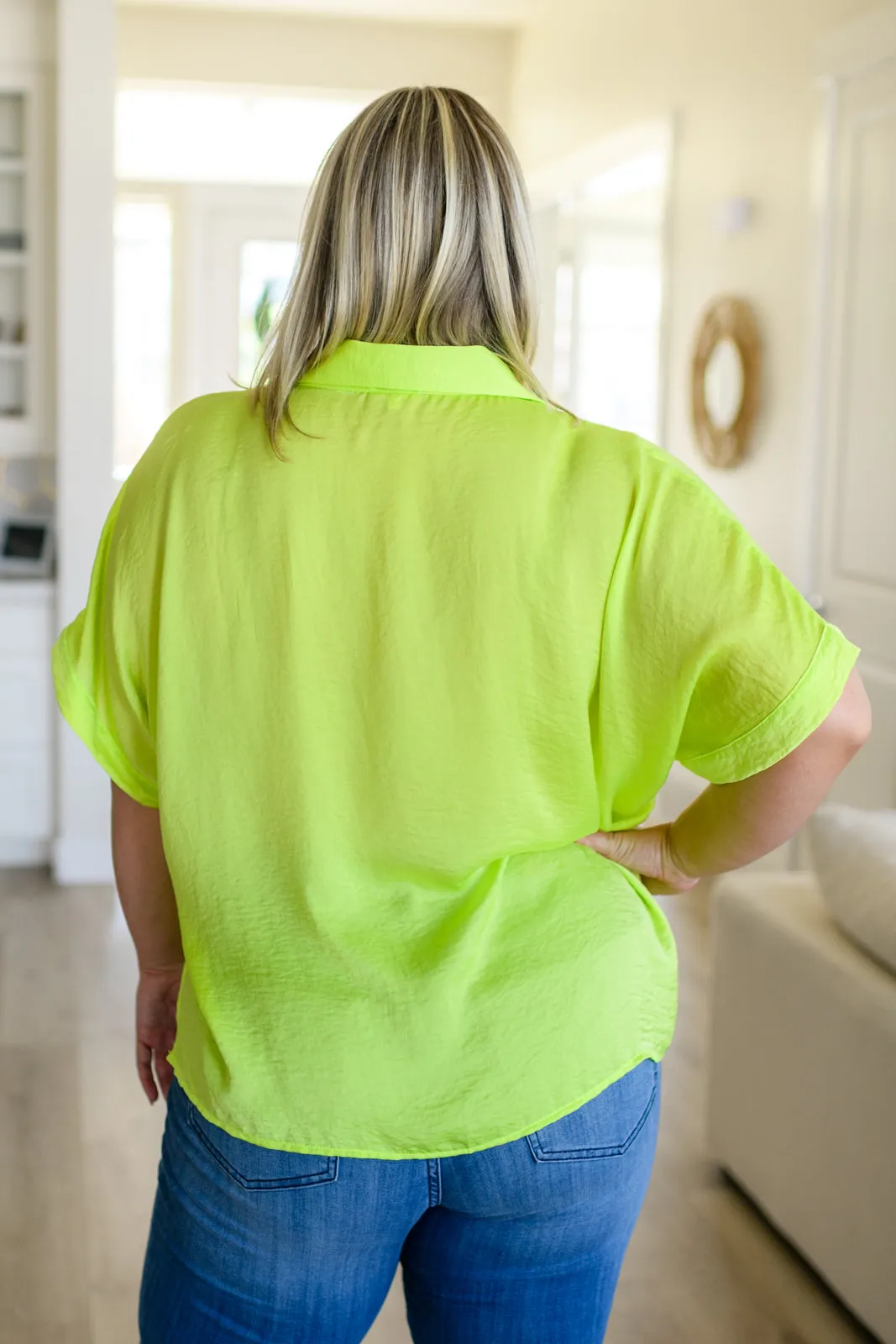 Bright Idea Neon Button Down Top in Citrus