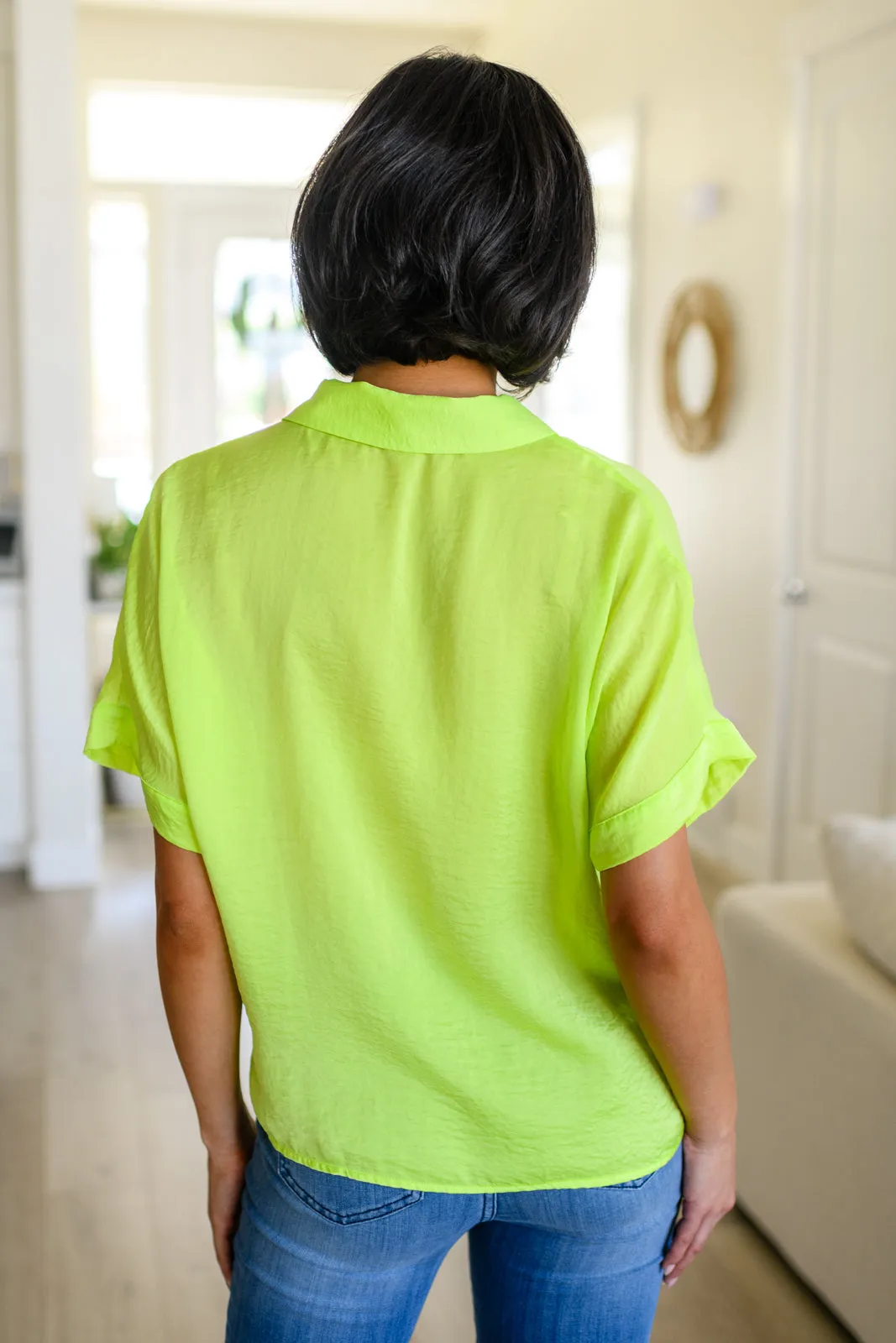 Bright Idea Neon Button Down Top in Citrus