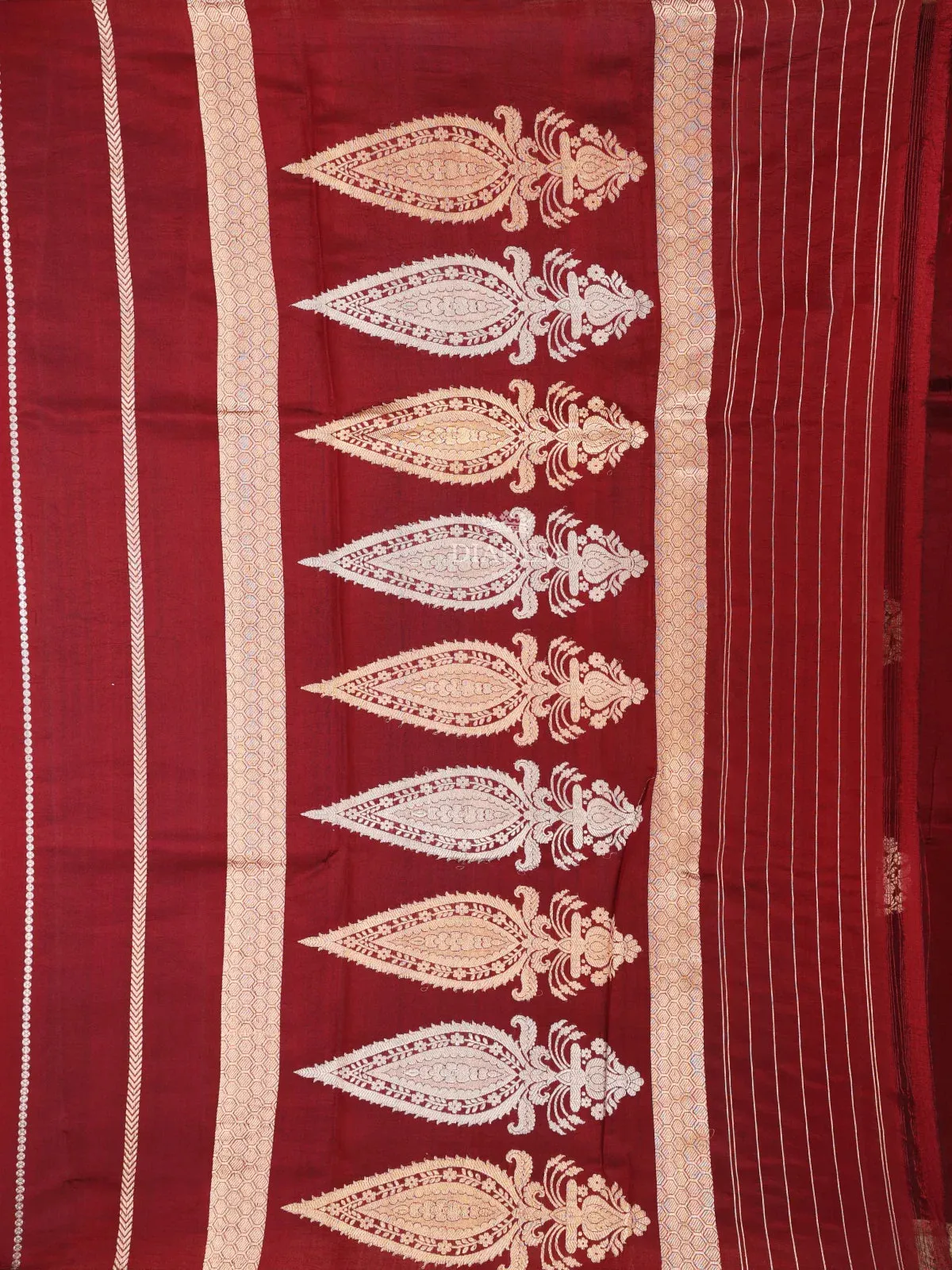 Brown Banarasi Saree with Floral Motif on the Body with Zari Border