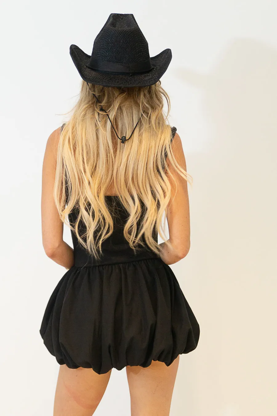 Bubble Skirt Mini Dress - Black