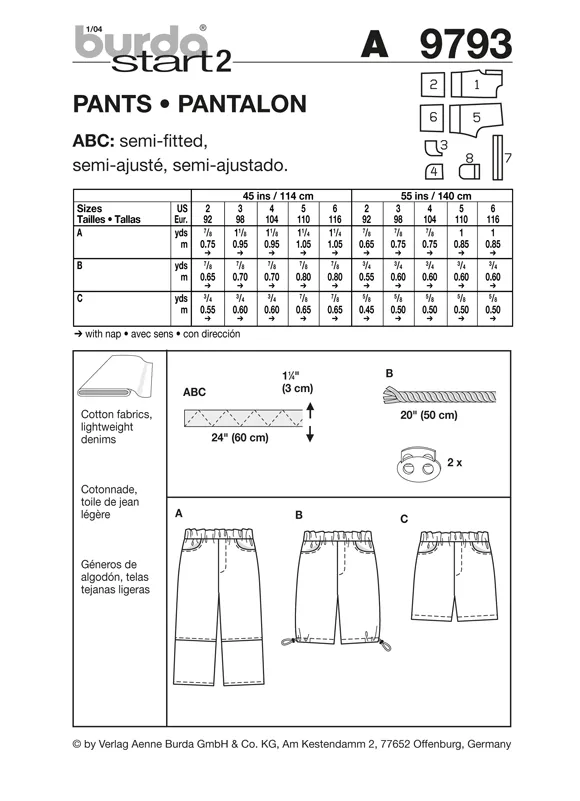 Burda Child Trousers 9793