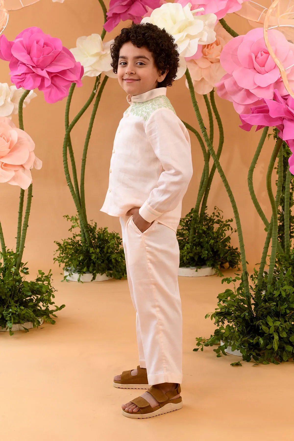 Burgeon Bloom- Cotton Satin Trousers For Boys