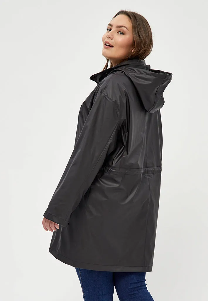 Cane Hooded Raincoat Curve - Black