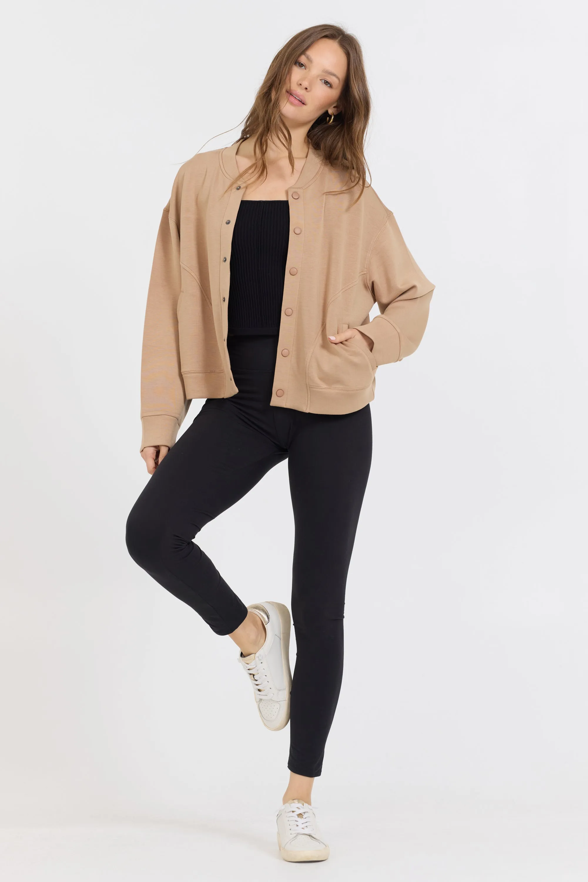 Caramel Heavy Cloud Fleece Bomber Jacket