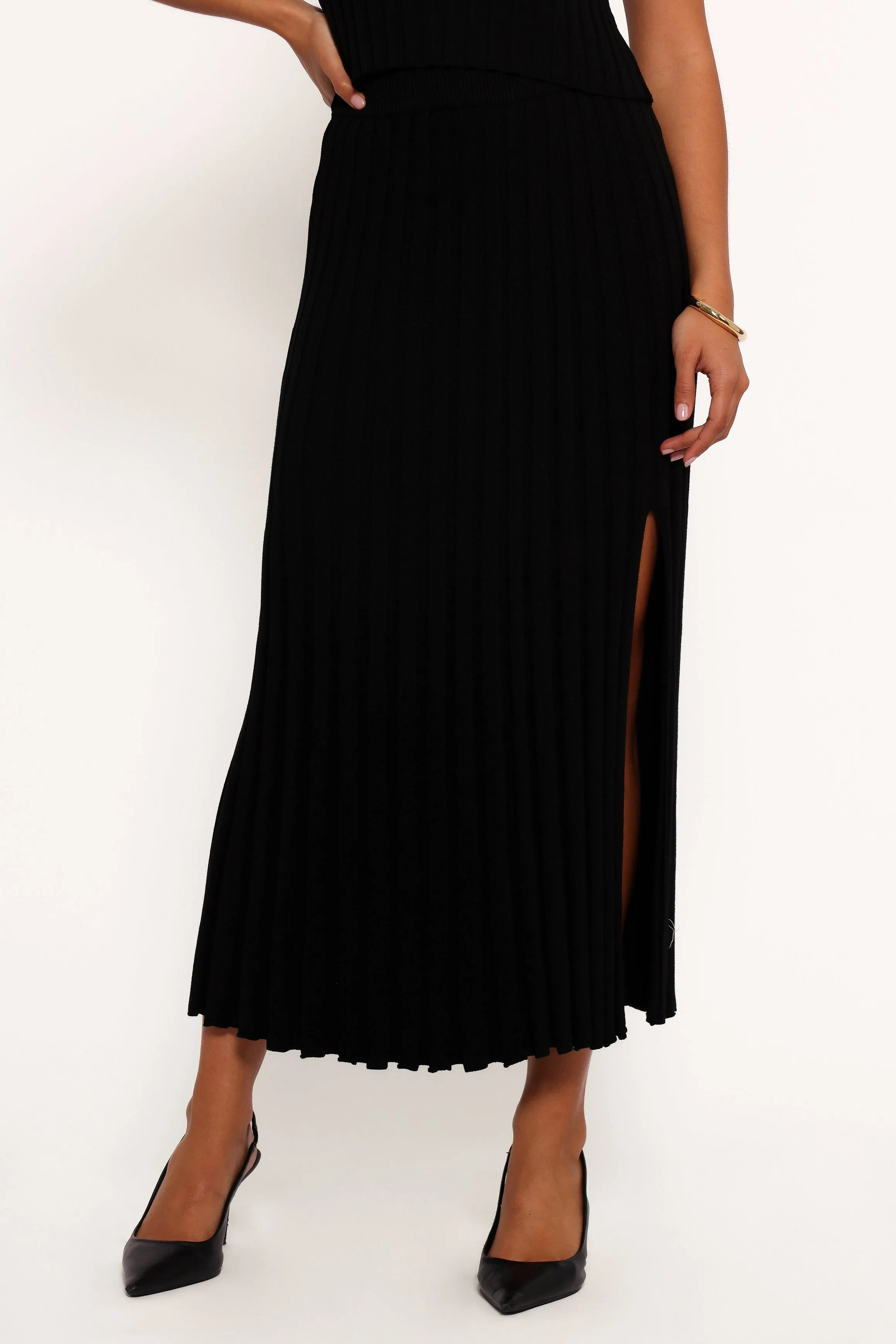 Carson Knit Midi Skirt - Black