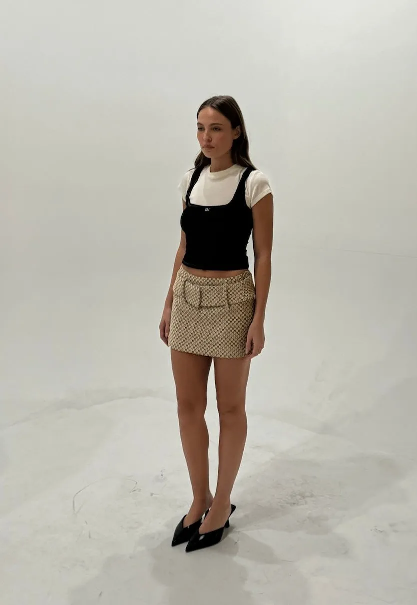 CHENILLE MINI SKIRT KHAKI