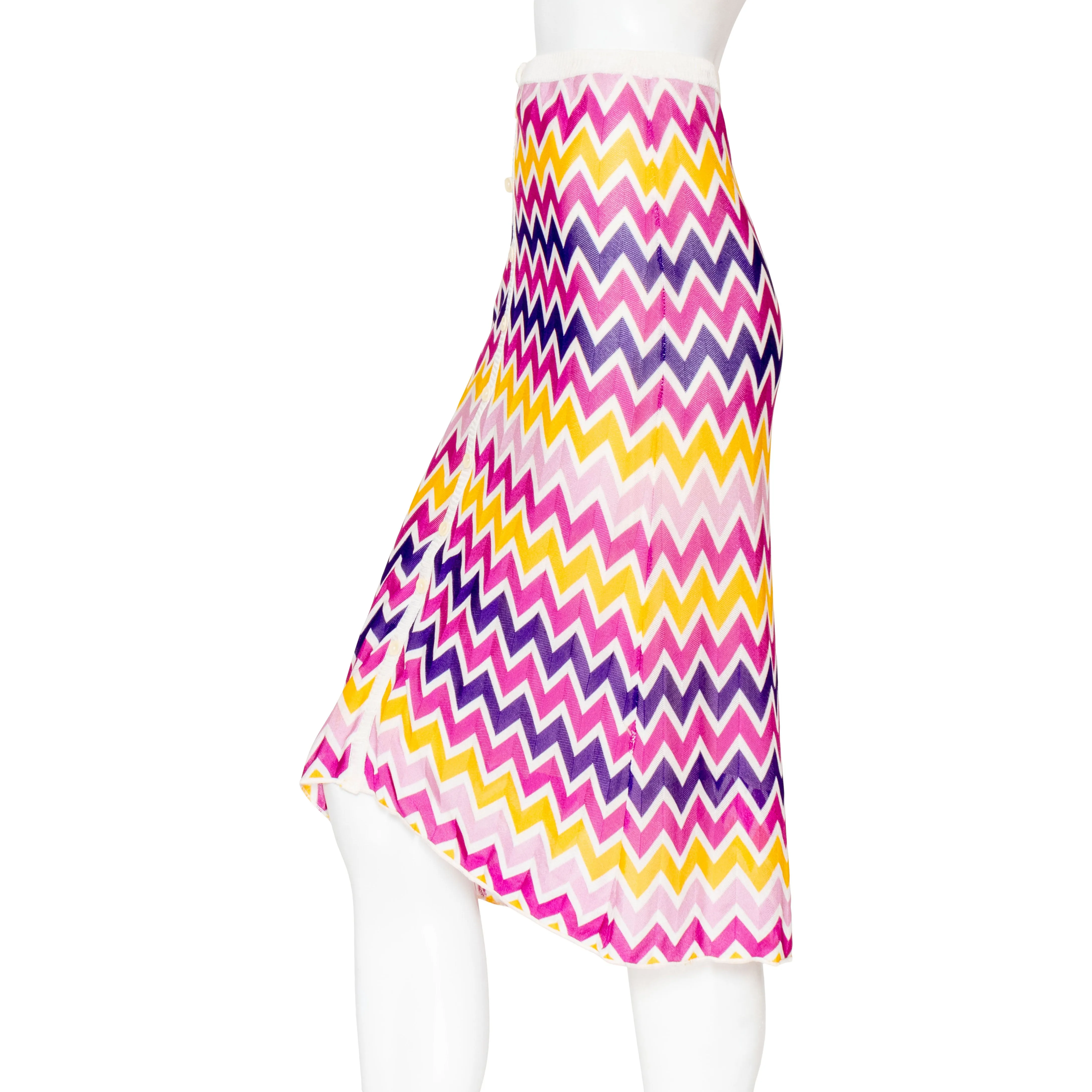 Chevron Knit Button Skirt