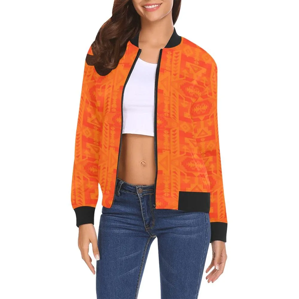 Chiefs Mountain Orange Feather Directions Bomber Jacket for Women