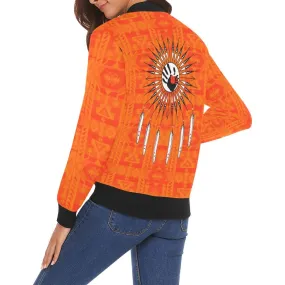 Chiefs Mountain Orange Feather Directions Bomber Jacket for Women