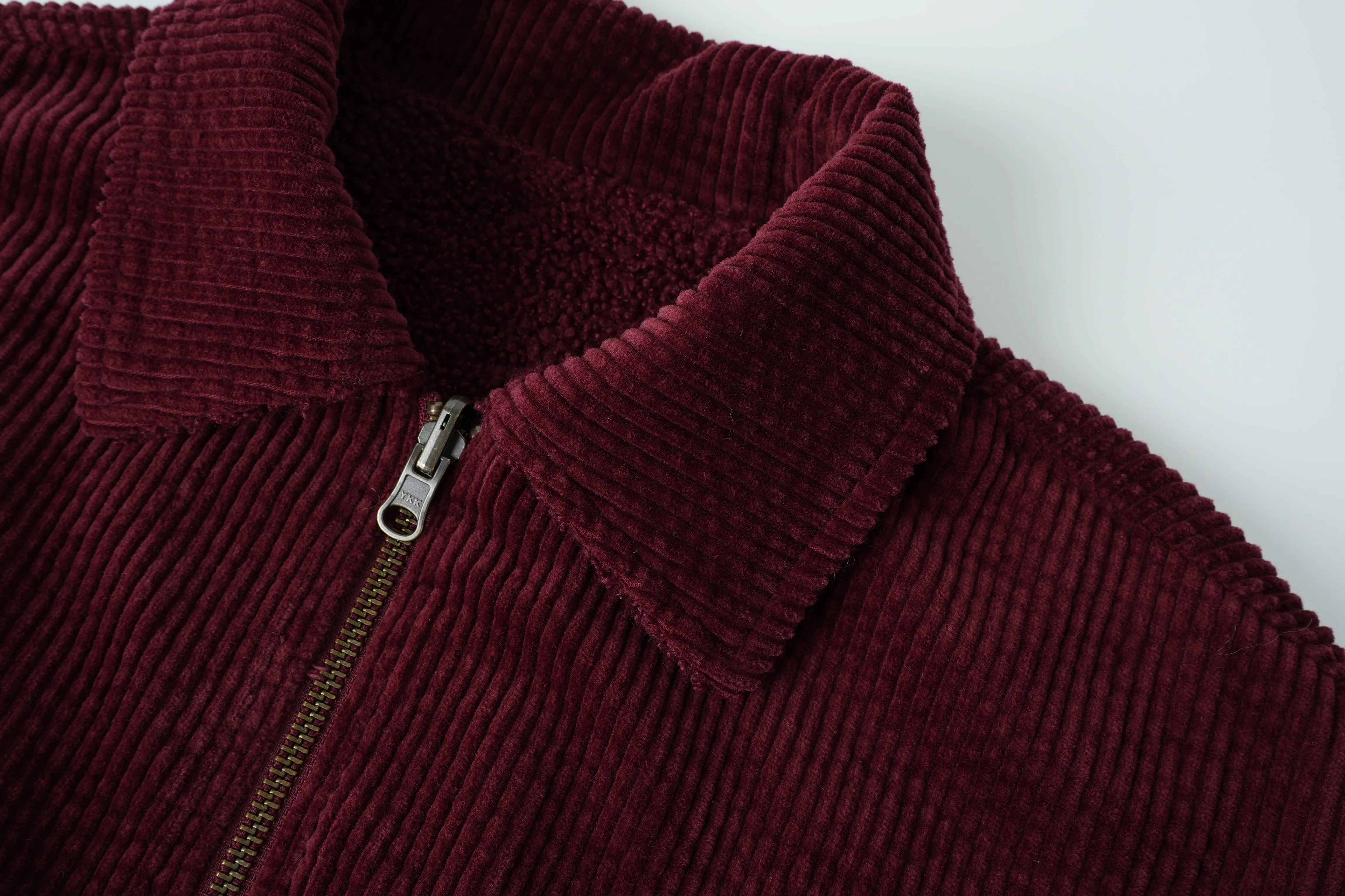 corduroy hooded bomber - burgundy