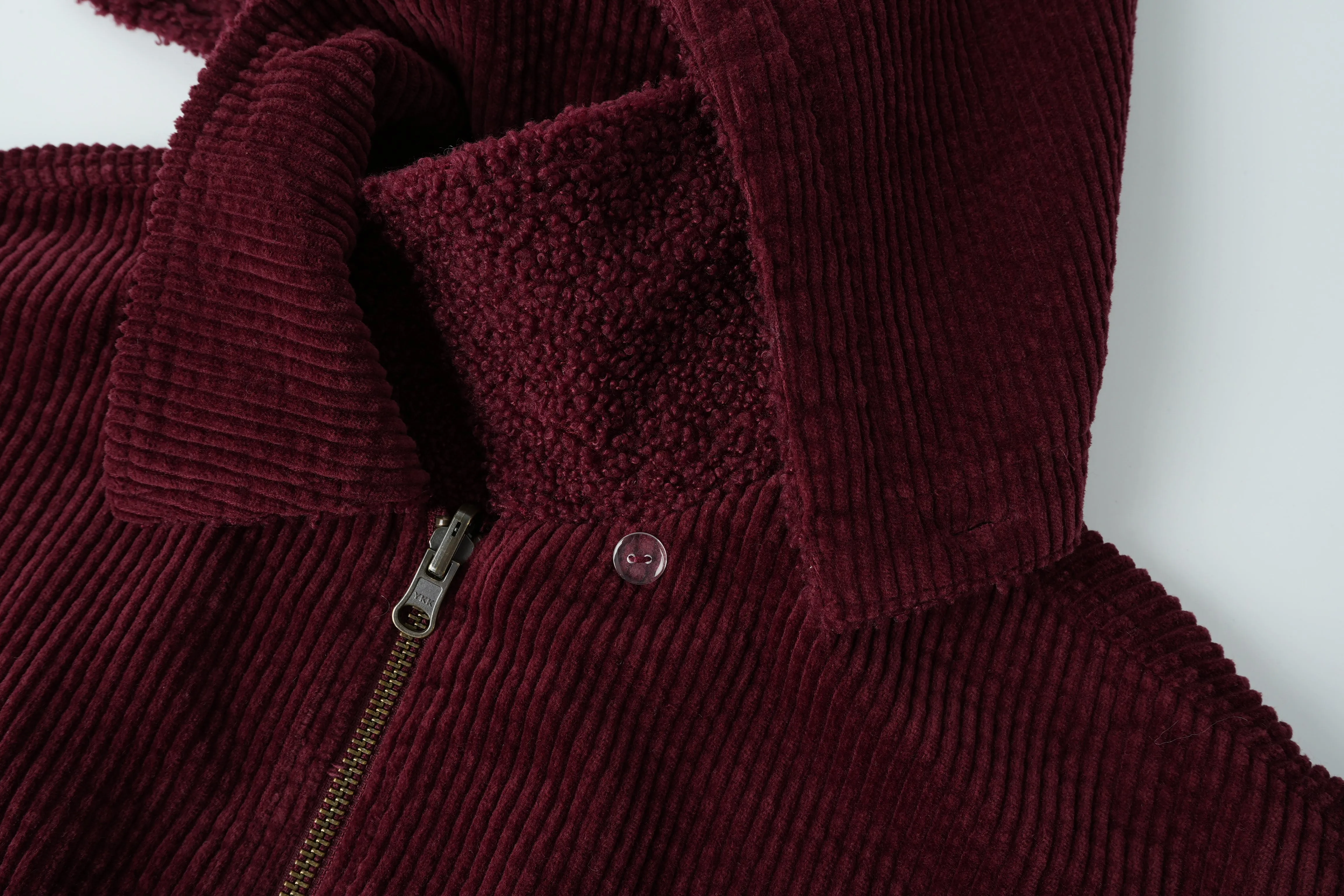 corduroy hooded bomber - burgundy