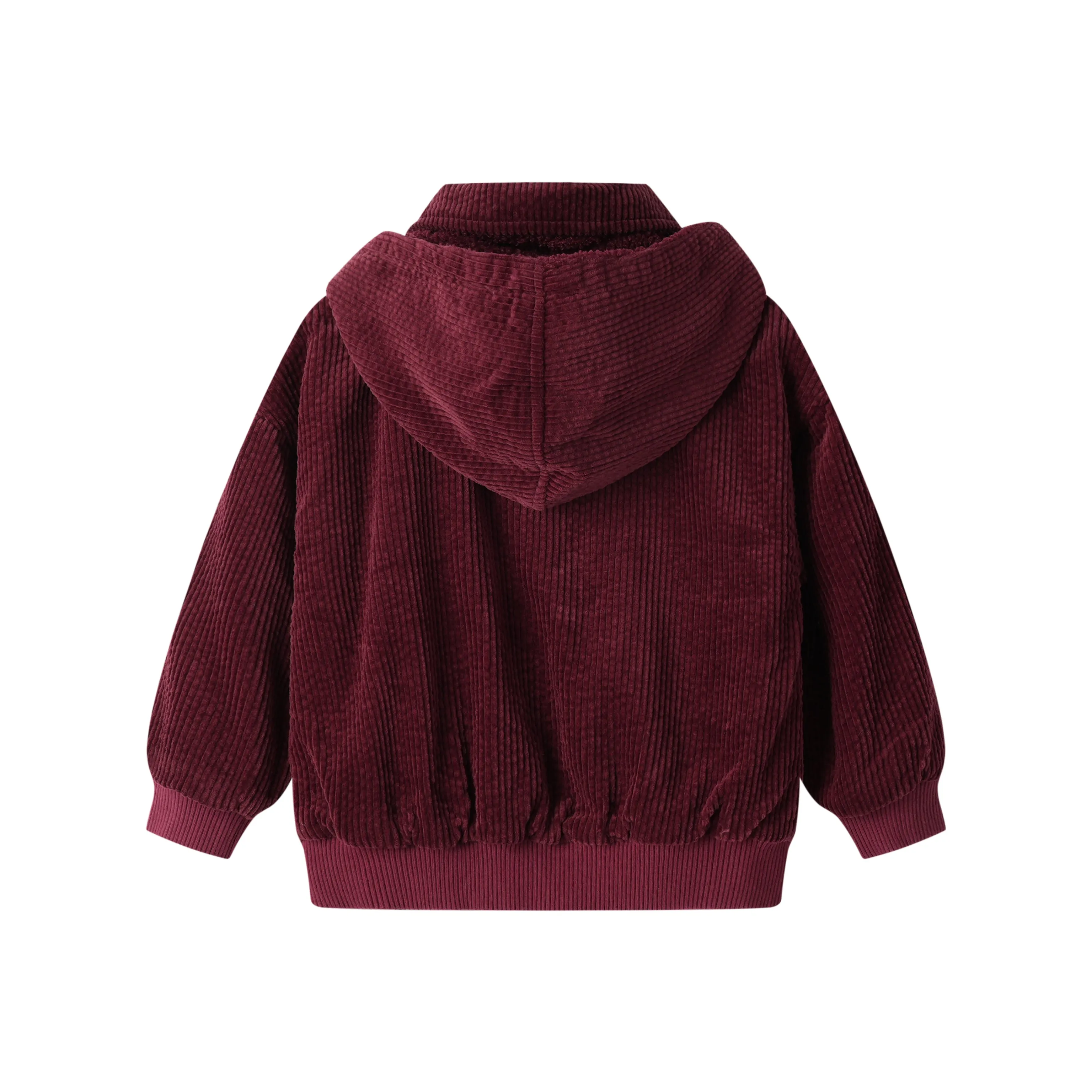 corduroy hooded bomber - burgundy