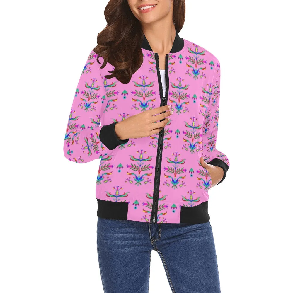 Dakota Damask Cheyenne Pink All Over Print Bomber Jacket for Women