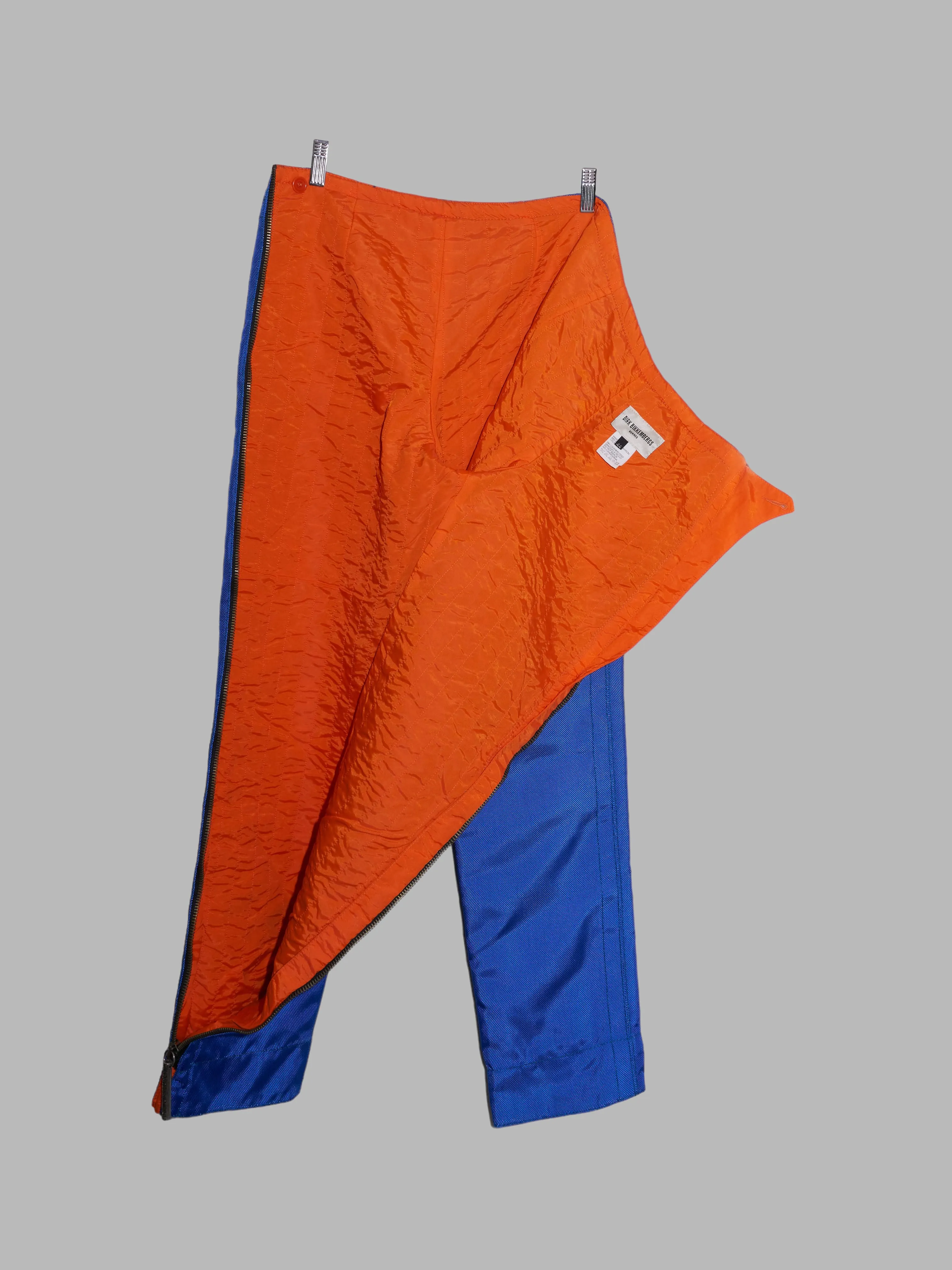 Dirk Bikkembergs Hommes 1990s electric blue ballistic nylon quilted side zip trousers