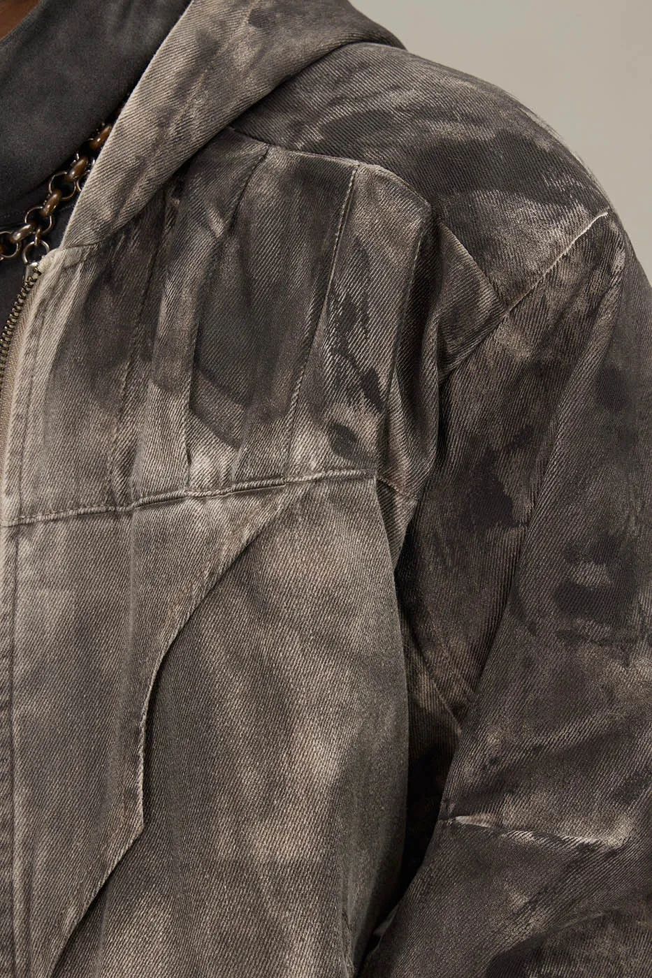 Distressed Washed Bomber Jacket