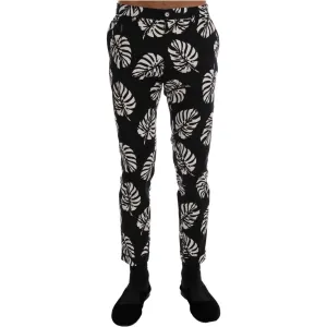 Dolce & Gabbana Slim Fit Leaf Print Ankle Pants