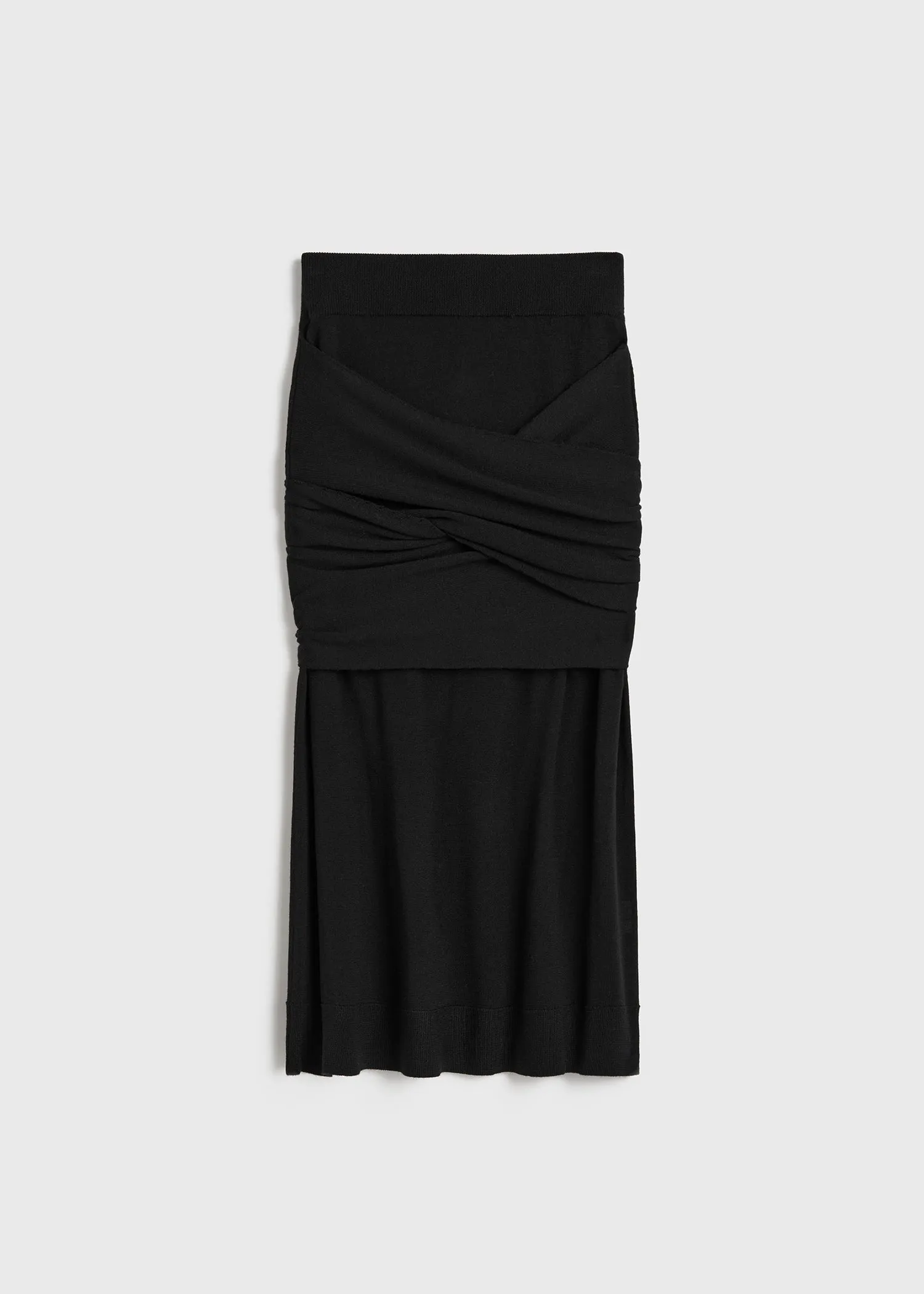 Draped fine knit skirt black