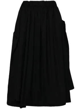 Draped Wool Midi Skirt