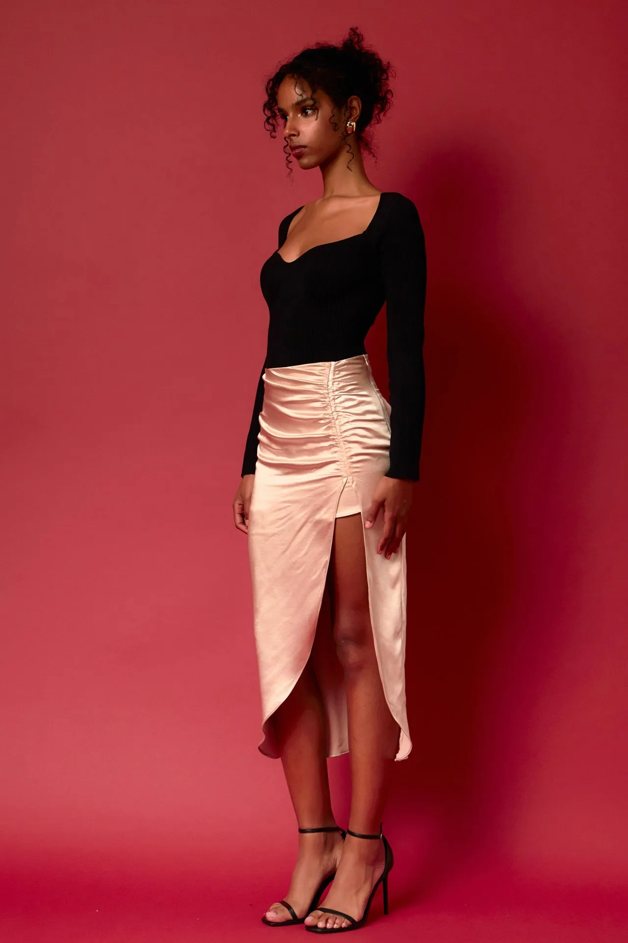 Endless Rose - Front Slit Midi Skirt